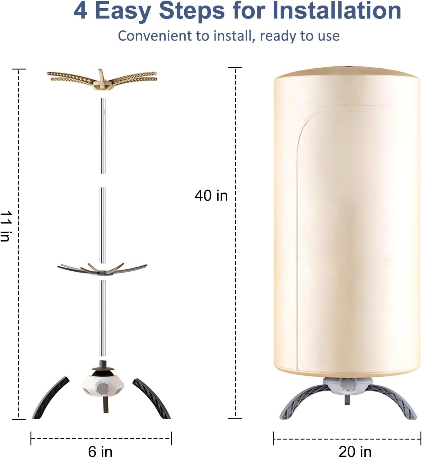 Portable Clothes Dryer Upgraded Large Capacity for Families,Travel and Apartments,Mini 900W Fast-Drying Machine for Skirts, Clothing and Shoes Quick & Easy-To-Use Foldable Compact Dryer(Beige)