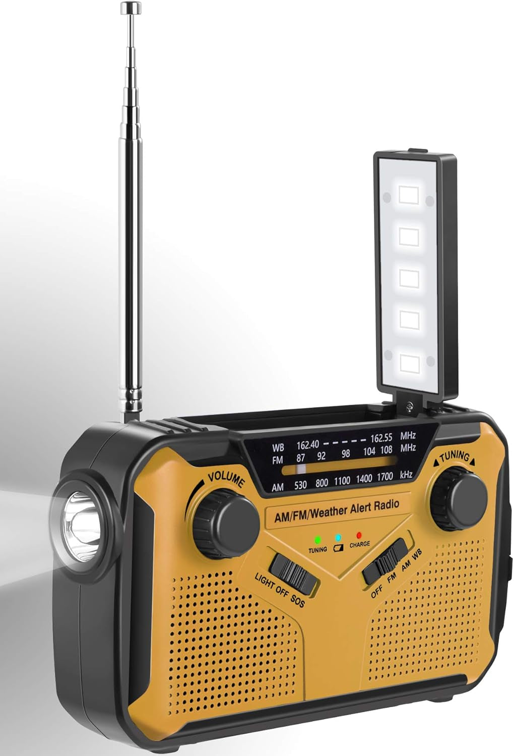 Emergency Radio, NOAA Weather/Am/Fm Portable Hand Crank Solar Radios with SOS Alarm, Battery Powered and Built-In 2500Mah Power Bank, Flashlight and Reading Lamp for Camping, Hurricane, Home